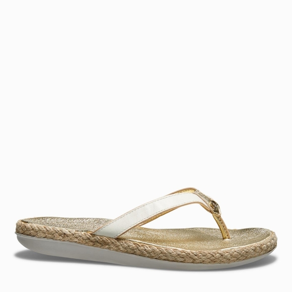 Tommy Bahama Gold Glitter Flip Flop Sandals Size 6.5 - Picture 1 of 4